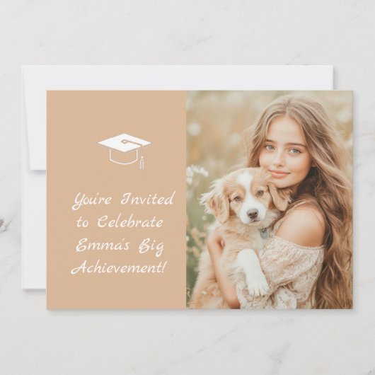 Élégant Beige Graduation Invitation (Devant)