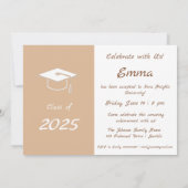 Élégant Beige Graduation Invitation (Dos)