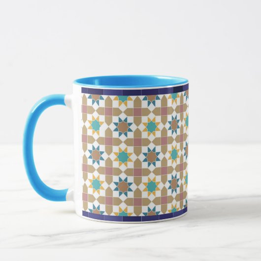 Elegant Beige Green and Red Geometric Pattern Mug (Gauche)