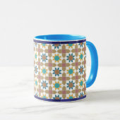 Elegant Beige Green and Red Geometric Pattern Mug (Devant droit)