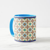 Elegant Beige Green and Red Geometric Pattern Mug (Devant gauche)