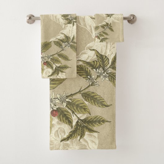 Elegant Beige Green Gold Foliage Bad Handdoek (Insitu)