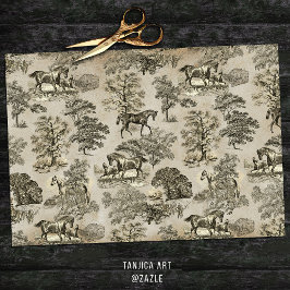 Elegant Beige Horse Toile Kraft Tissuepapier