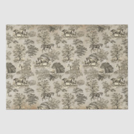 Elegant Beige Horse Toile Kraft Tissuepapier