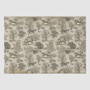 Elegant  Beige Horse Toile Kraft Tissuepapier
