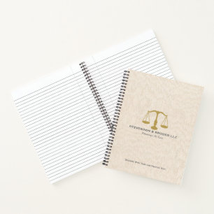 Elegant Beige Linen Gold Justice Scale Notitieboek
