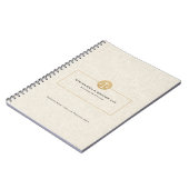Elegant Beige Linnen & Goud Gerechtigheid Logo Notitieboek (Linkerzijde)