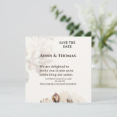 Elegant Beige Magnolia Save The Date Card (Staand voorkant)
