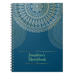Elegant Beige Mandala Gepersonaliseerde naam donke Notitieboek