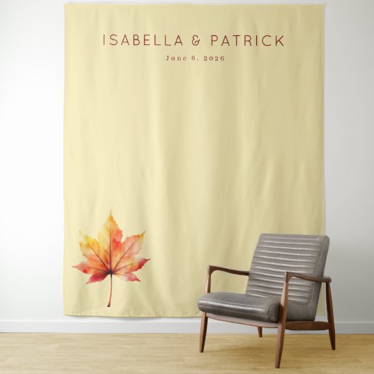 Elegant Beige Maple Leaf Wandkleed (In situ)