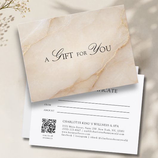 Elegant Beige Marmeren QR-code Cadeaubon