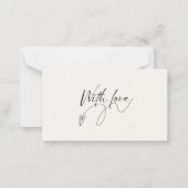 Elegant Beige Minimalist Met Liefde Script Notitiekaartje (Voorkant)
