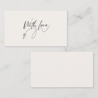Elegant Beige Minimalist Met Liefde Script Notitiekaartje
