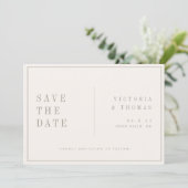 Elegant beige minimalist slaat de datum op save the date (Staand voorkant)