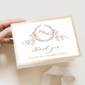 Elegant Beige Monogram, Waterverf bruiloft Bedankkaart