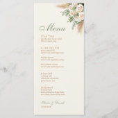 Elegant Beige Pampas Grass Wedding Menu Card (Devant)