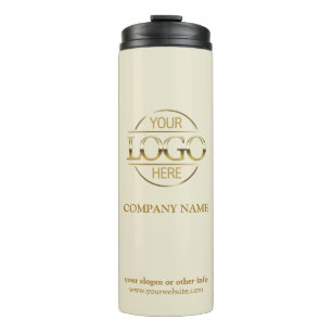 Elegant Beige Promotiebedrijf Zakelijk Logo Thermosbeker
