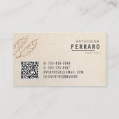 Elegant Beige QR Code Bakkerij Visitekaartje (Achterkant)