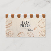 Elegant Beige QR Code Bakkerij Visitekaartje (Voorkant)