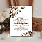 Elégant Beige Rose Baby shower fille Invitation