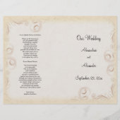 Elegant Beige Scrollwork Wedding Programme (Voorkant)
