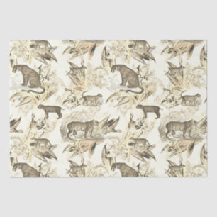 Elegant  Beige Toile Wild Cats Oerwoud Tissuepapier