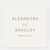 Elegant Beige Typographic Vierkante Sticker (Voorkant)