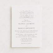 Elegant Beige Venue Sketch Wedding Invitation