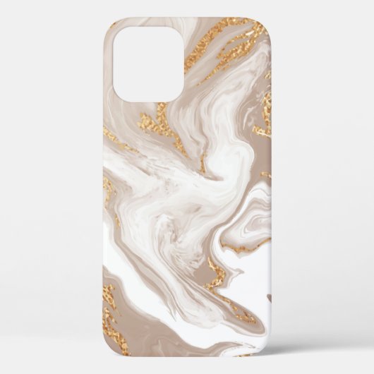 Elegant beige vloeibare marmer met gouden glitter Case-Mate iPhone case (Achterkant)