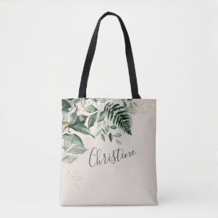 Elegant Beige Waterverf Greenery Bridal Draagtas