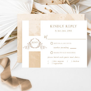Elegant Beige Waterverf Wedding Monogram RSVP