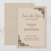 Elegant Beige  Wedding Save the Date Kaart (Voorkant / Achterkant)