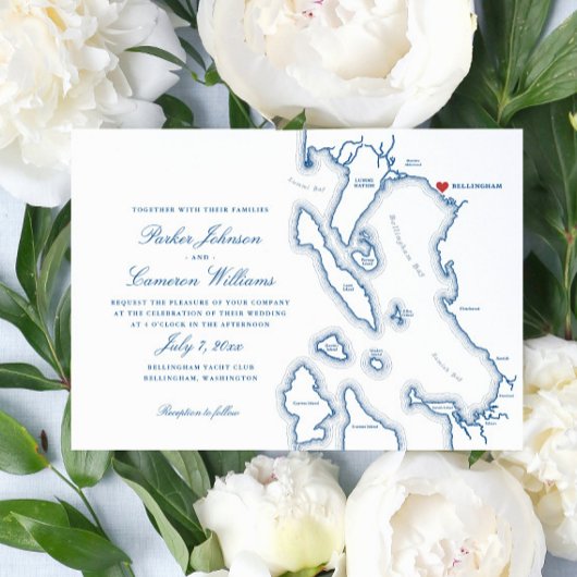 Elegant Bellingham Washington kaart bruiloft