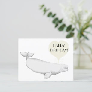 Elegant Beluga Whale Illustratie Happy Birthday Briefkaart