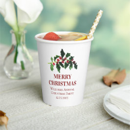 Elegant Berries Christmas Botanical Simple Papieren Bekers