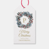 Elegant Berries met goudmonogram Cadeaulabel (Voorkant)