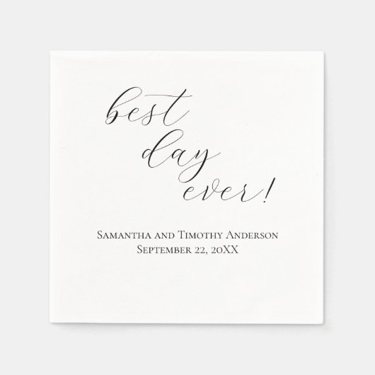 Elegant Best Day Ever Script Weddenschap Napkins Servet (Voorkant)