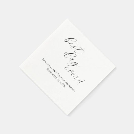 Elegant Best Day Ever Script Weddenschap Napkins Servet (Hoek)