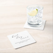 Elegant Best Day Ever Script Weddenschap Vierkante Kartonnen Onderzetter (Insitu)