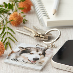 Elegant Best Dog Ever Photo & Quote Pet Memorial Sleutelhanger