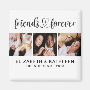 Elegant Best Friends Script Photo Collage Magneet
