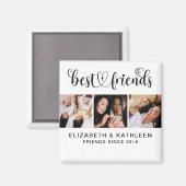 Élégant Best Friends Script Photo Collage Magnet (Recto/Verso)
