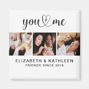 Élégant Best Friends Script Photo Collage Magnet
