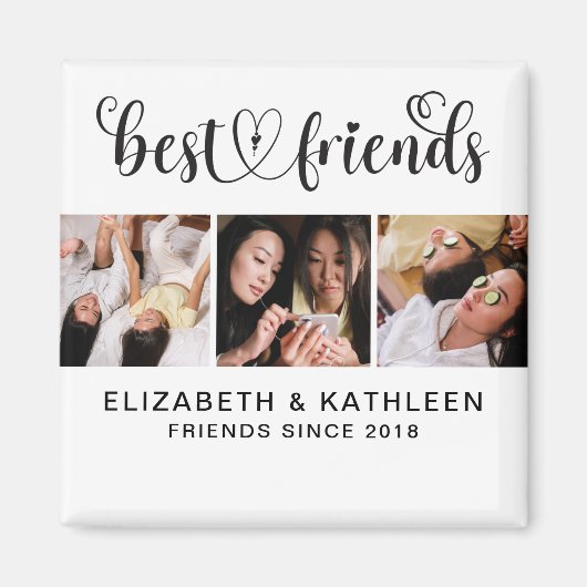 Elegant Best Friends Script Photo Collage Magnet Magneet (Voorkant)