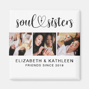 Elegant Best Friends Script Photo Collage Magnet Magneet