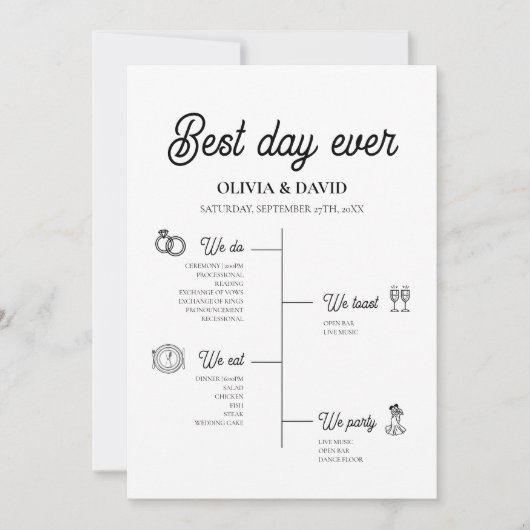 Elegant beste dag ooit bruiloft tijdlijn programma (Voorkant)