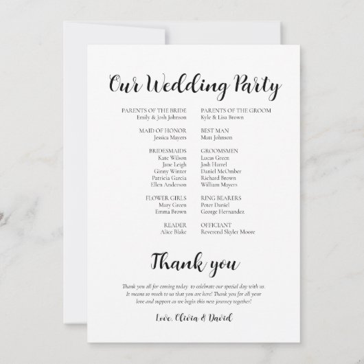 Elegant beste dag ooit bruiloft tijdlijn programma (Achterkant)