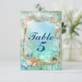 Elegant Betoverd Onder Zee Strand Tafel Nummer Kaart (Staand voorkant)