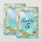 Elegant Betoverd Onder Zee Strand Tafel Nummer Kaart (Voorkant / Achterkant)