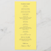 Élégant Beurre Programme de mariage jaune (Dos)